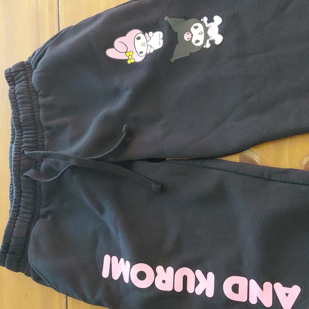 Bioworld Black Sanrio Melody Kuromi XS Jogger Sweatpants - Picture 2 of 6